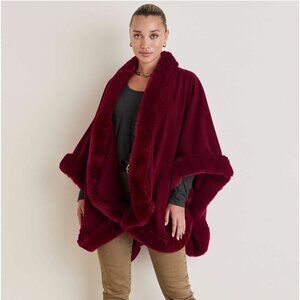 NWT AND NEVER WORN!! Red fur trim cape from venus clothing